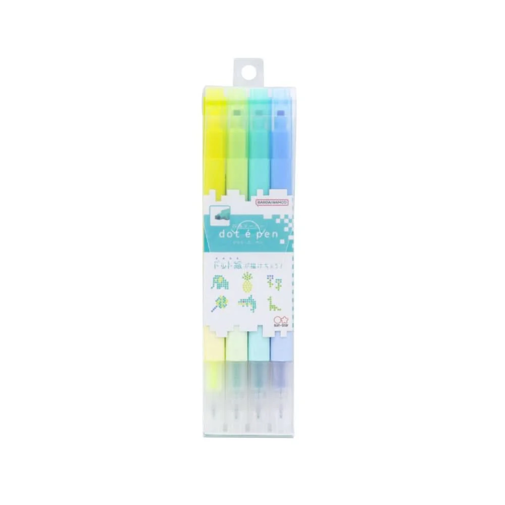 Sun-Star DOT É Pen Square Marker – 4 Piece Pack B, Dual Tip