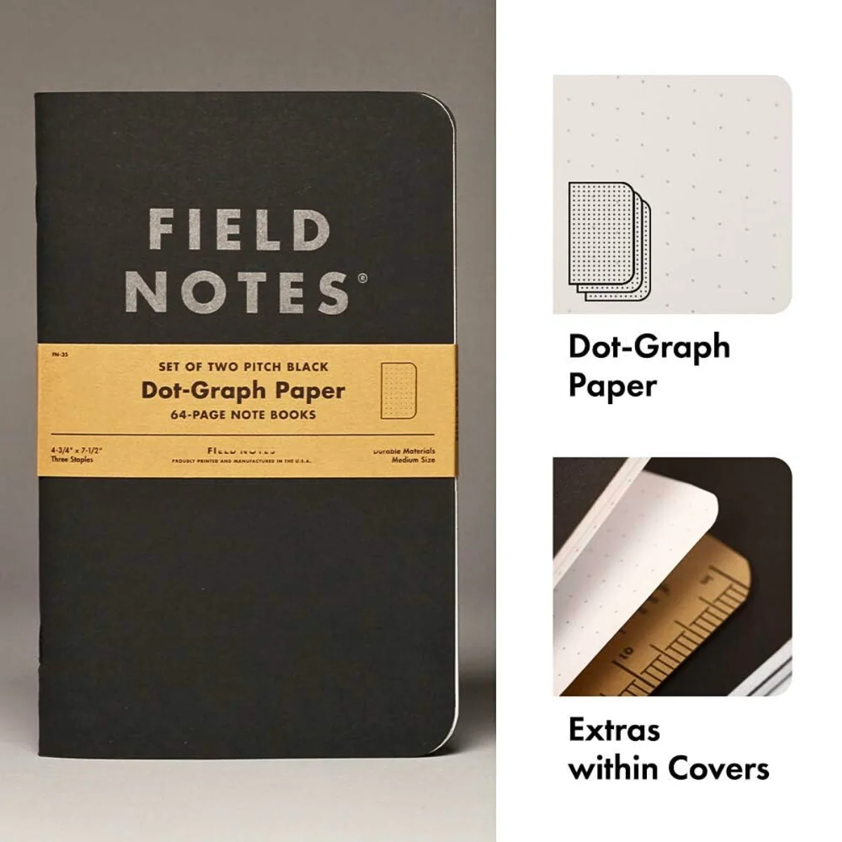 Field Notes 'Pitch Black' Notebook A5 Large [2 Pack] - Image 4