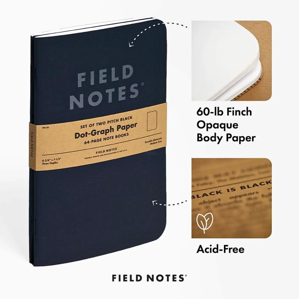Field Notes 'Pitch Black' Notebook A5 Large [2 Pack] - Image 5