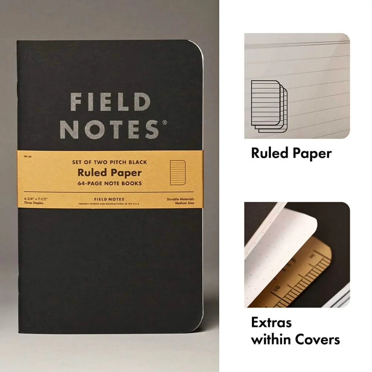 Field Notes 'Pitch Black' Notebook A5 Large [2 Pack] - Image 8