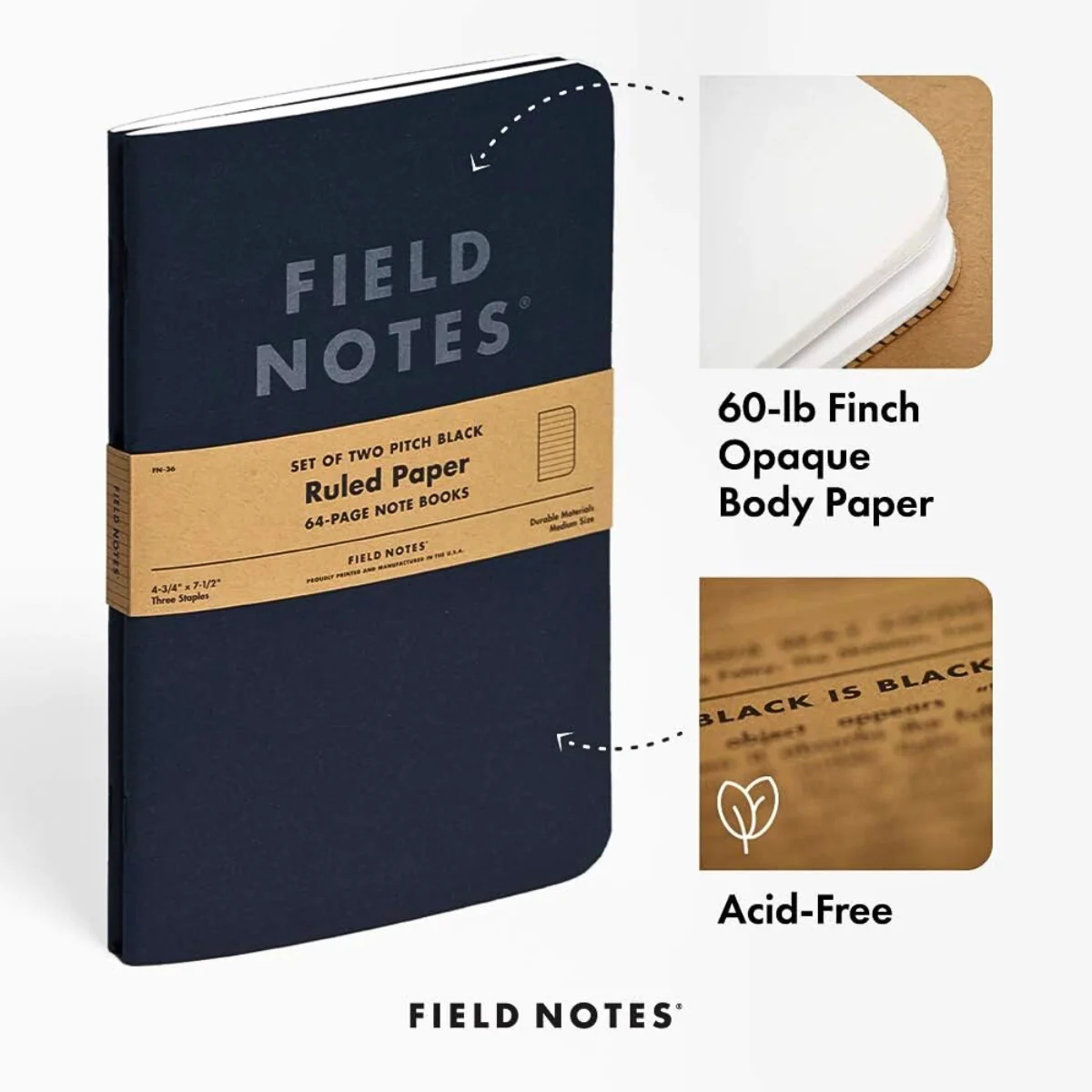 Field Notes 'Pitch Black' Notebook A5 Large [2 Pack] - Image 9
