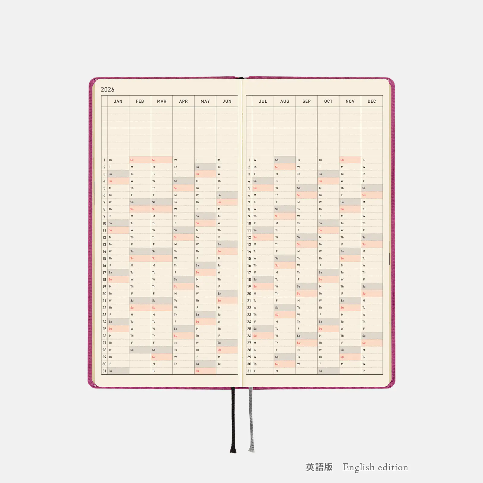 Hobonichi 2026 Weeks Mega: Colors - Peony Purple - Image 8