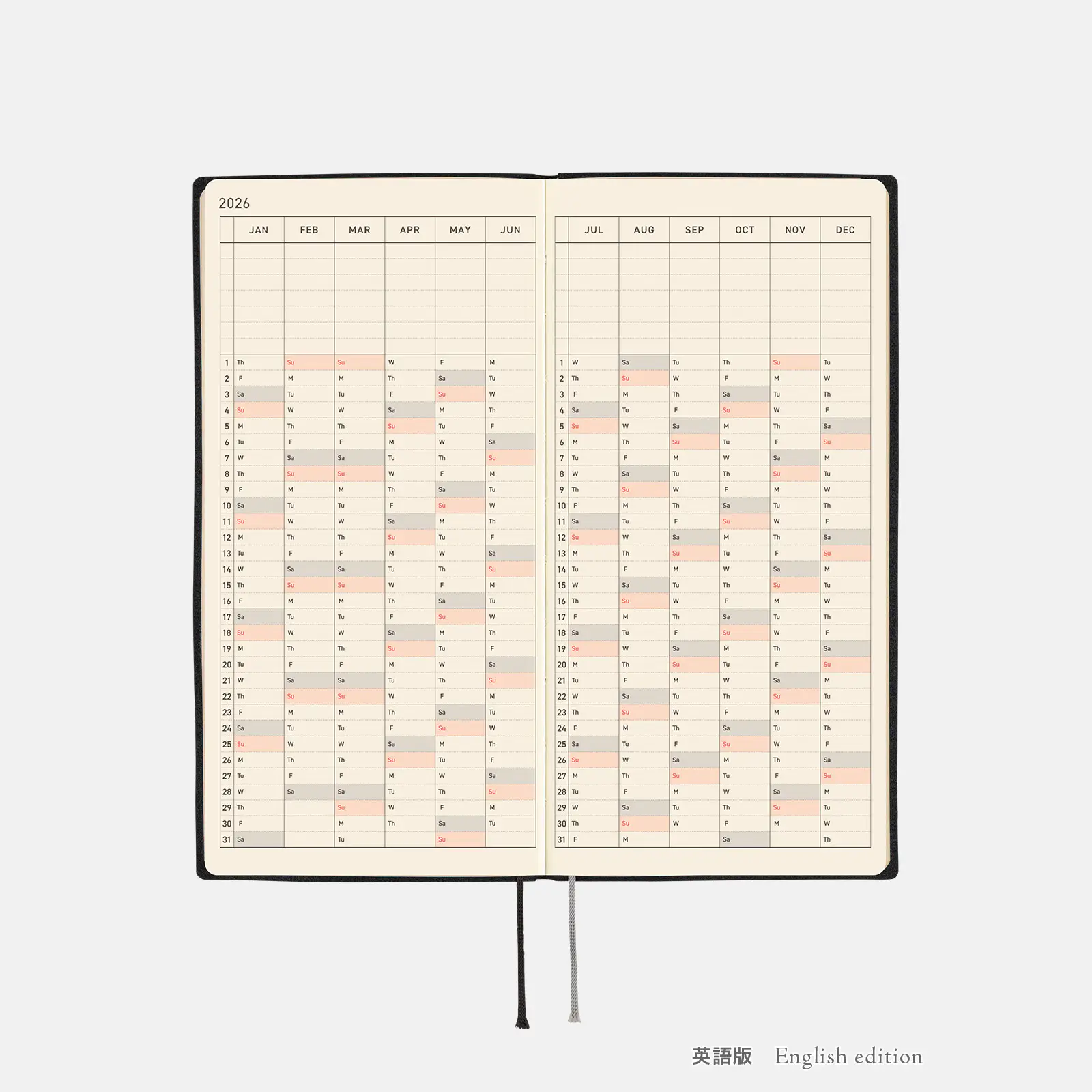 Hobonichi 2026 Weeks: White Line - Black - Image 9