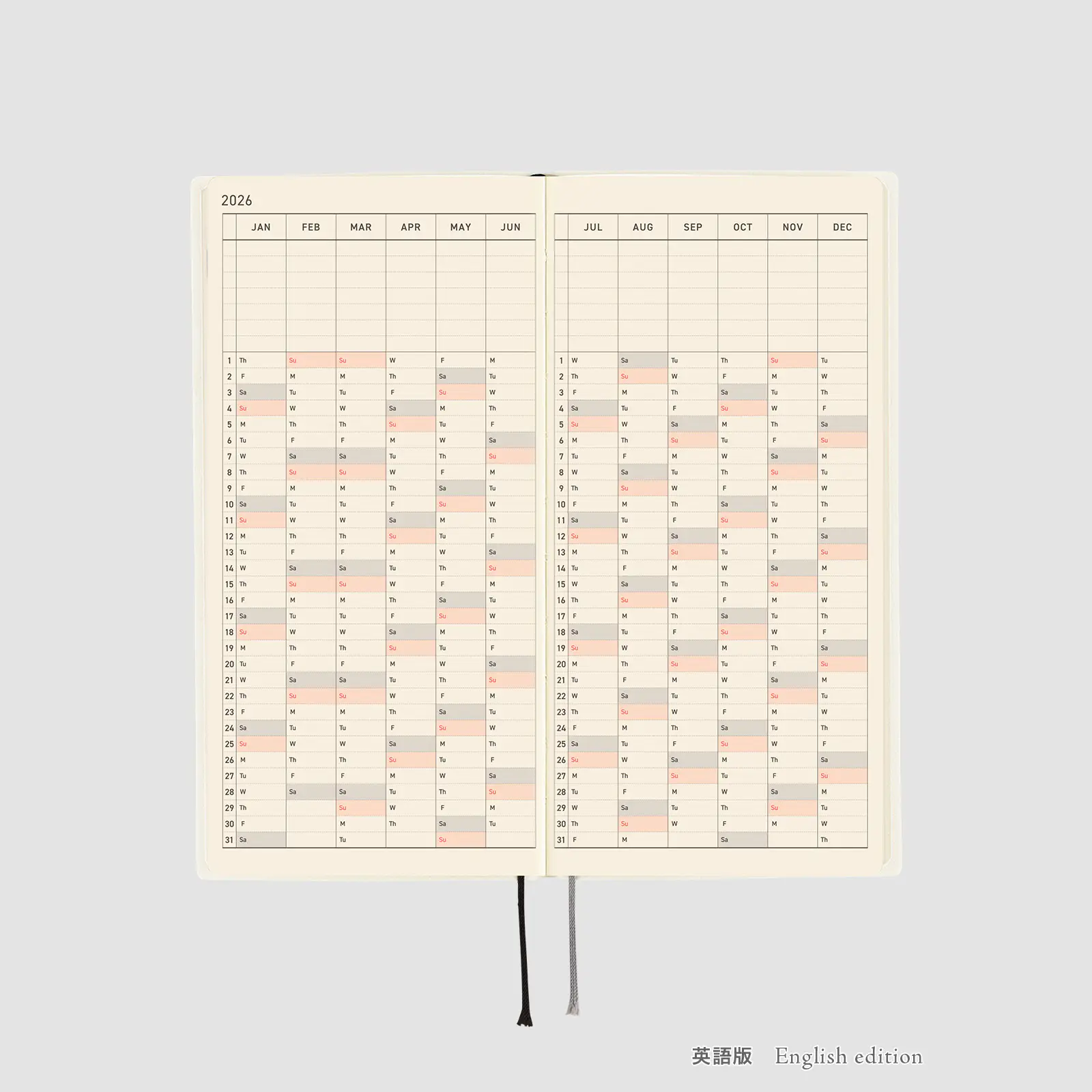 Hobonichi 2026 Weeks: White Line - Ivory - Image 9