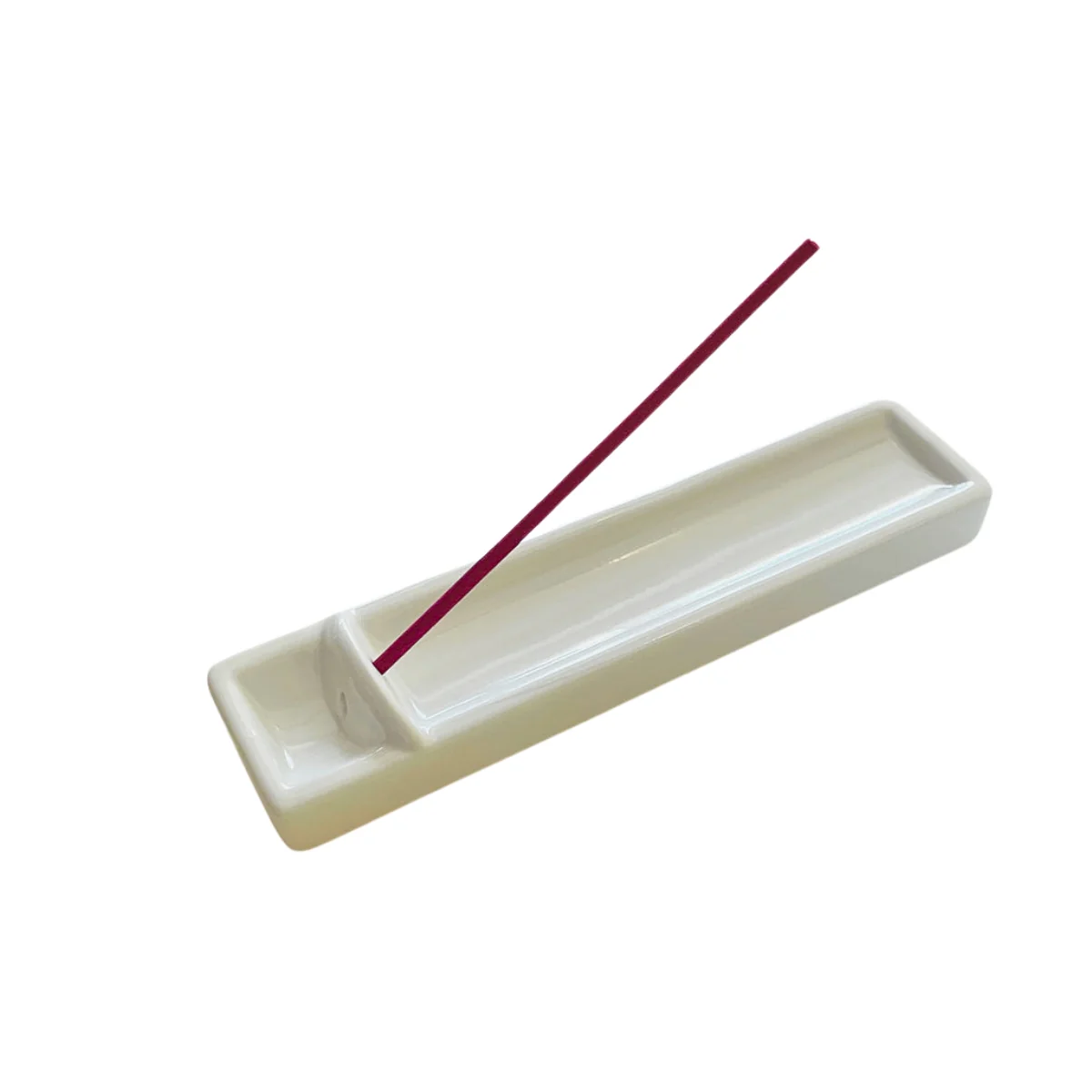 Kousaido Long Incense Dish - Milky White - Image 2