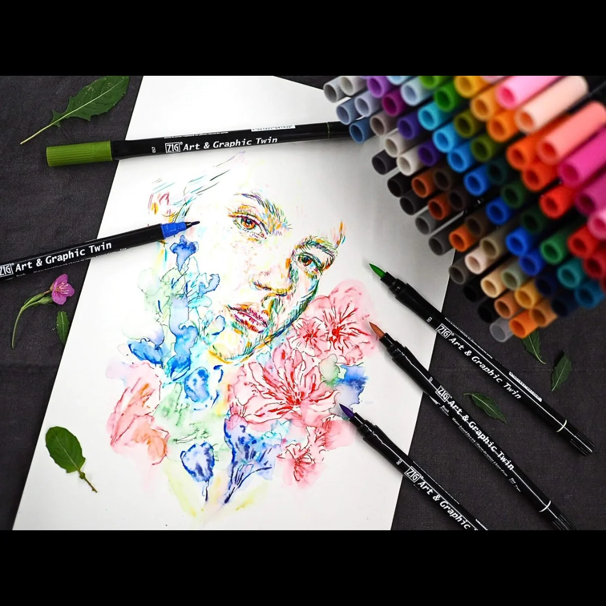 Kuretake ZIG Art & Graphic Twin Marker - 80 Colours Set - Image 6