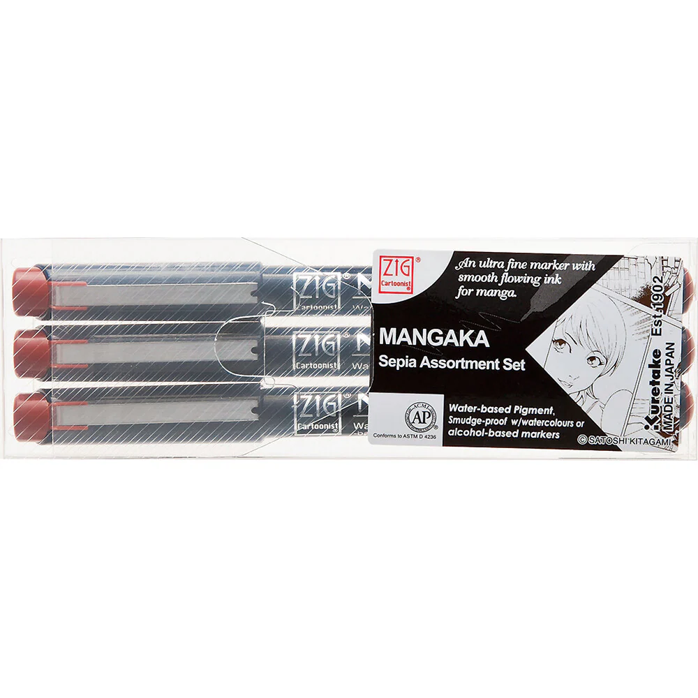 Kuretake ZIG Cartoonist Mangaka Sepia Assortment Set