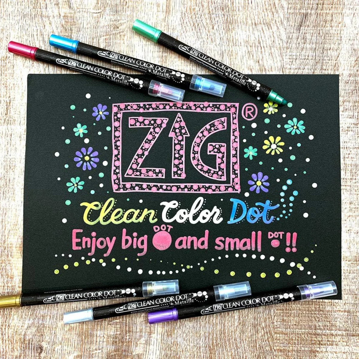 Kuretake Zig Clean Colour Dot Metallic 6 Colour Set - Image 5