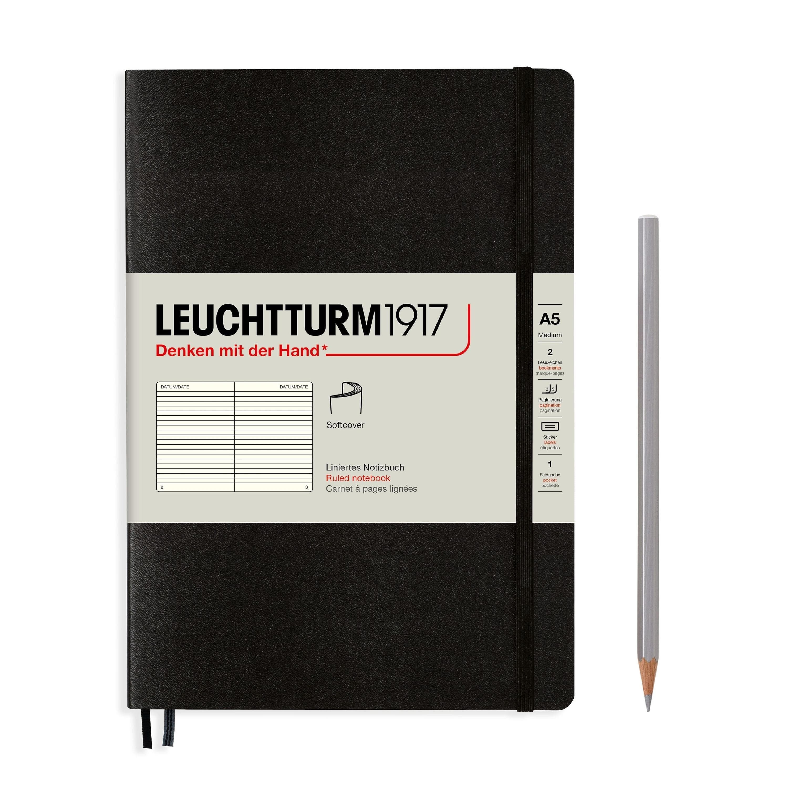 Leuchtturm 1917 Softcover A5 Notebook - Black - Image 3