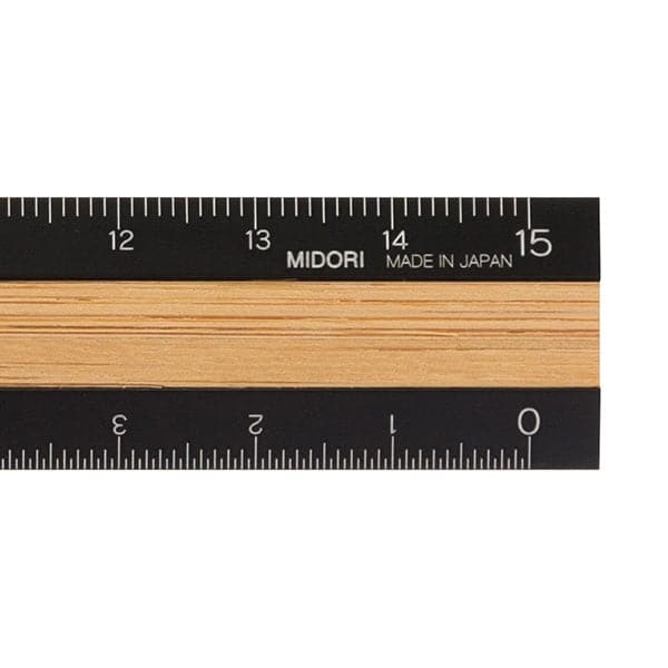 Midori - Aluminium Wooden Ruler 15cm - Black - Image 2