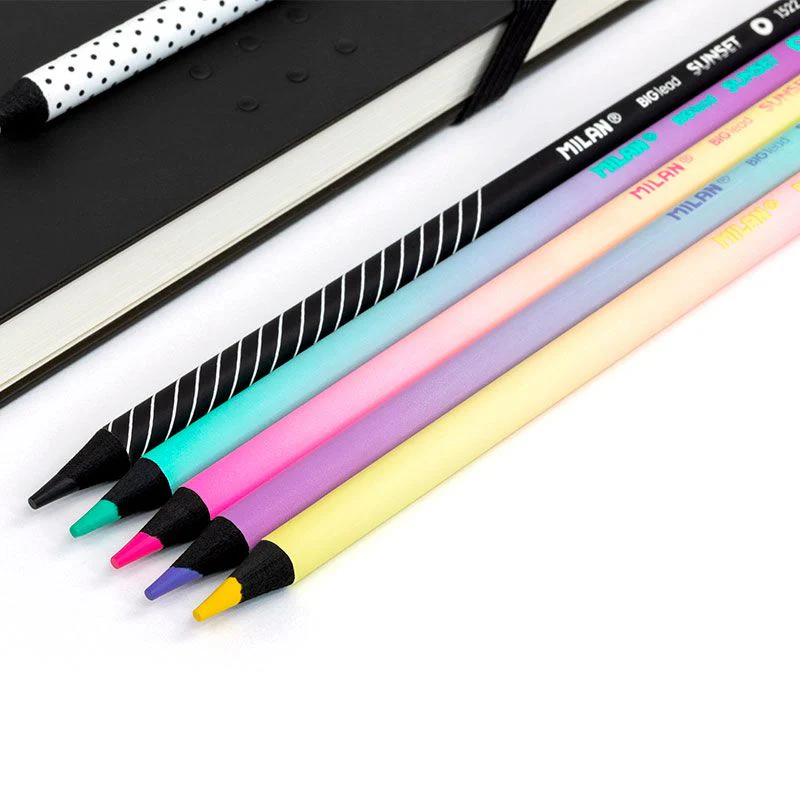Milan 6 x Round Colour Pencils [Sunset / Black Wood]