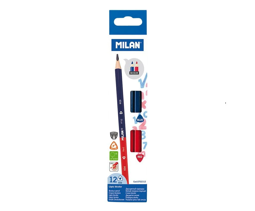 Milan Bicolour Red-Blue Pencils – Pack of 12 - Image 2