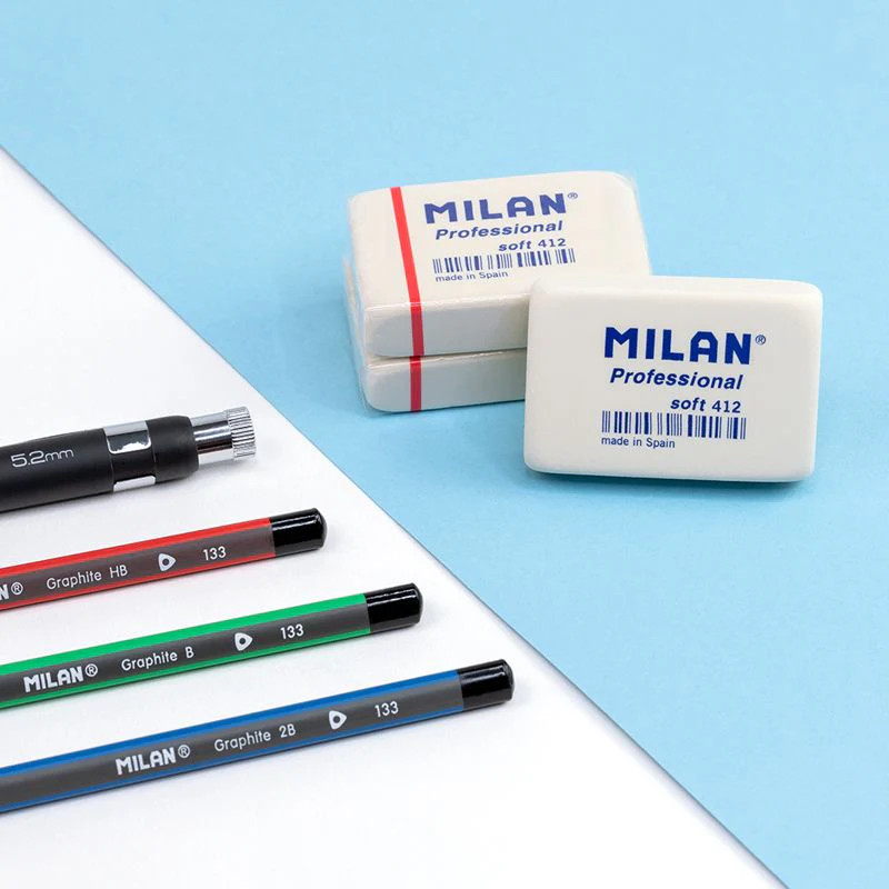 MILAN Professional Soft 412 White Erasers [Pack of 2] - Image 2