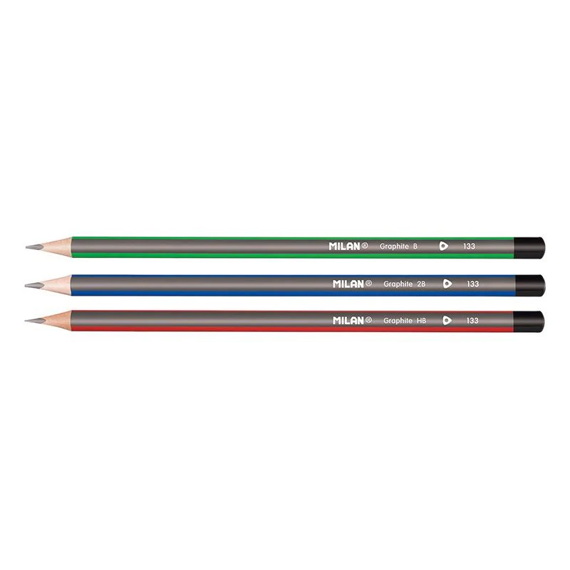 Milan Graphite Pencil Set with 430 Eraser – HB, B & 2B Leads - Image 2