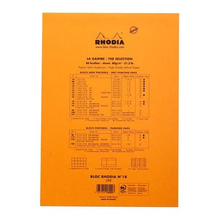 Rhodia No. 18  Head Stapled A4 Plain Pad (Orange or Black) - Image 6