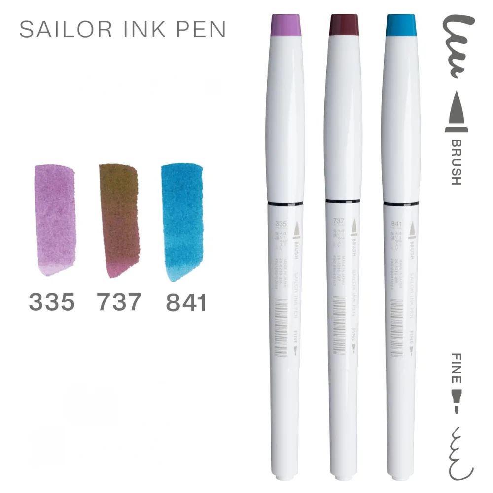 Sailor Watercolour Dual Tip Ink Pens — set of 3 - Image 9