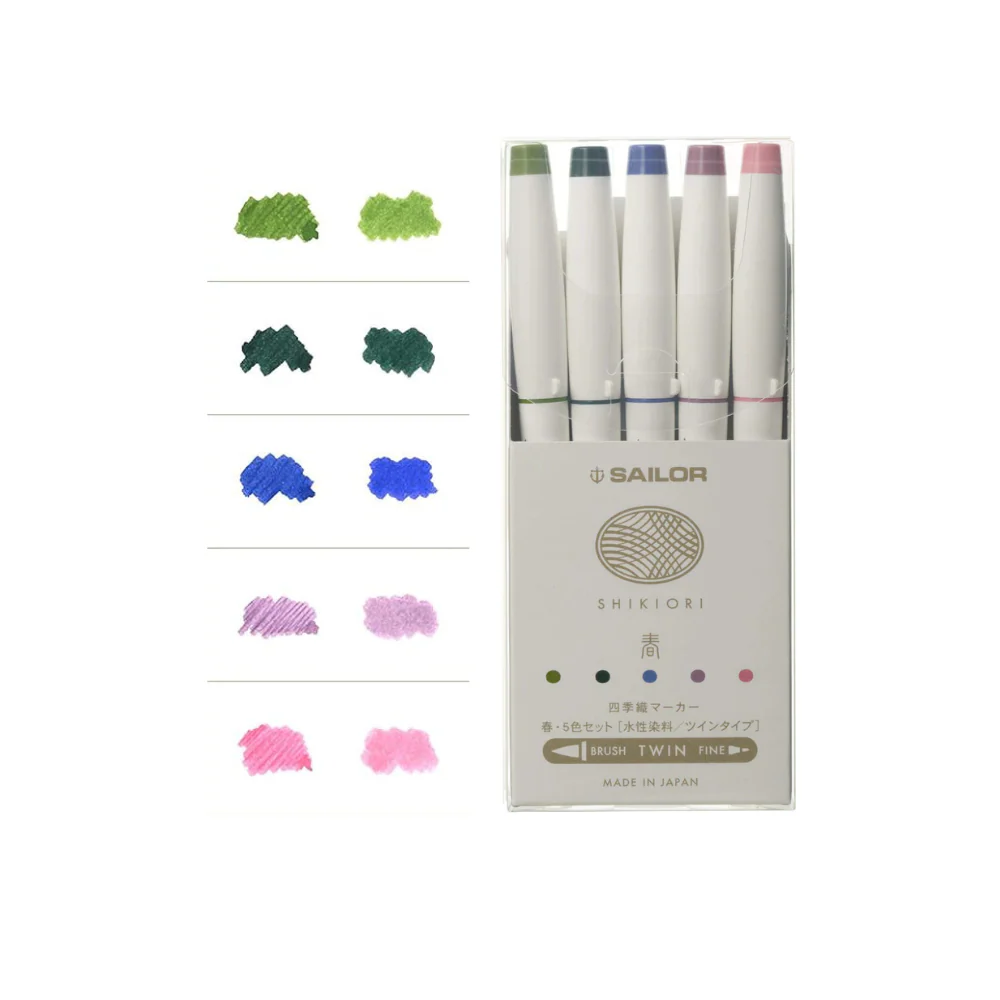 Sailor Shikiori Twin Brush Pen Four Seasons [Set of 5] - Image 3