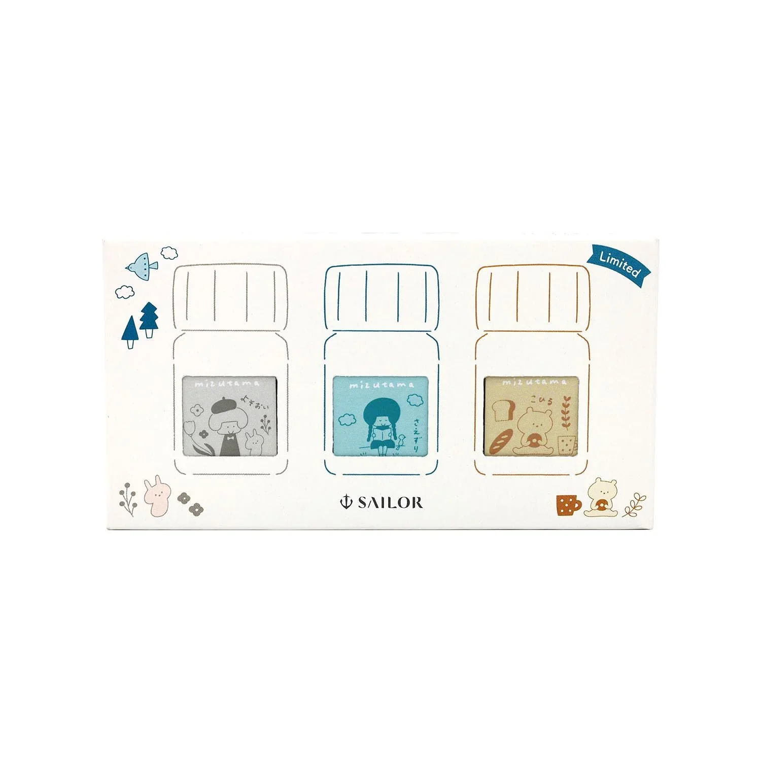 Sailor x Mizutama Limited Edition 3-Colour Ink Set – 10ml Bottles