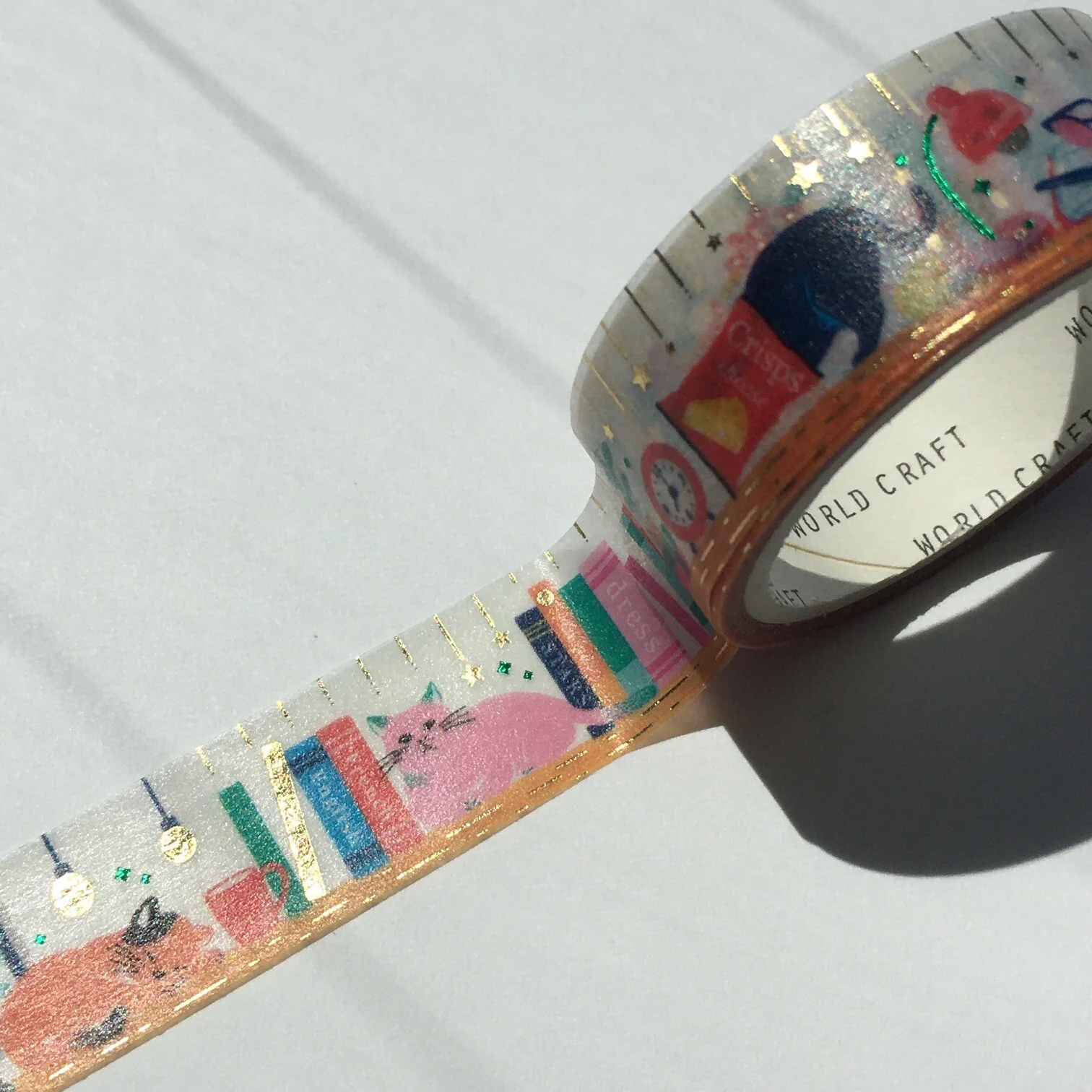 World Craft 15mm Glitter Masking Tape Vol. 2 - Cat Library - Image 2