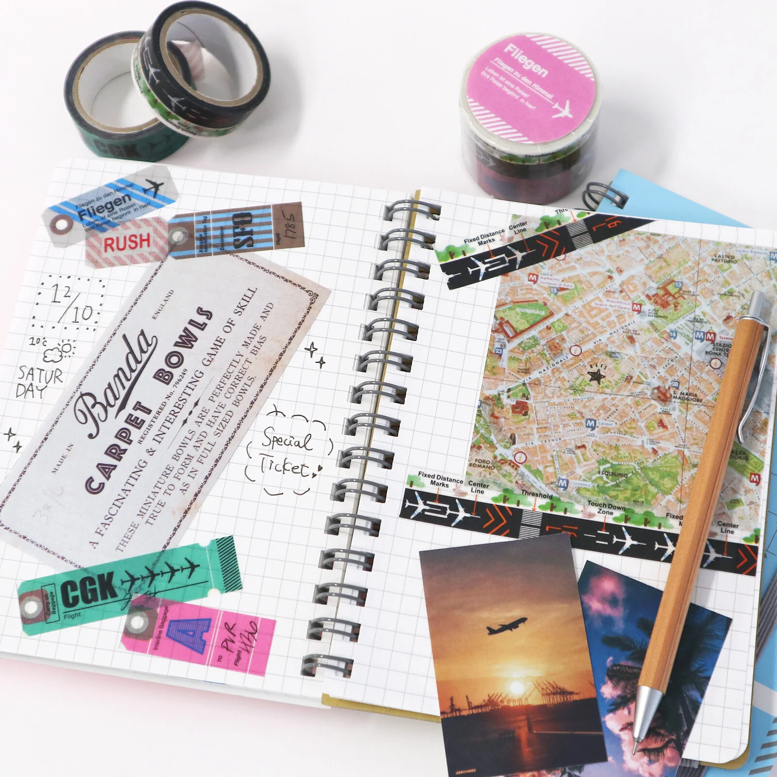 World Craft Knickknacks Freegen Washi Tape - Runway & Flight Tag (Set of 2) - Image 3