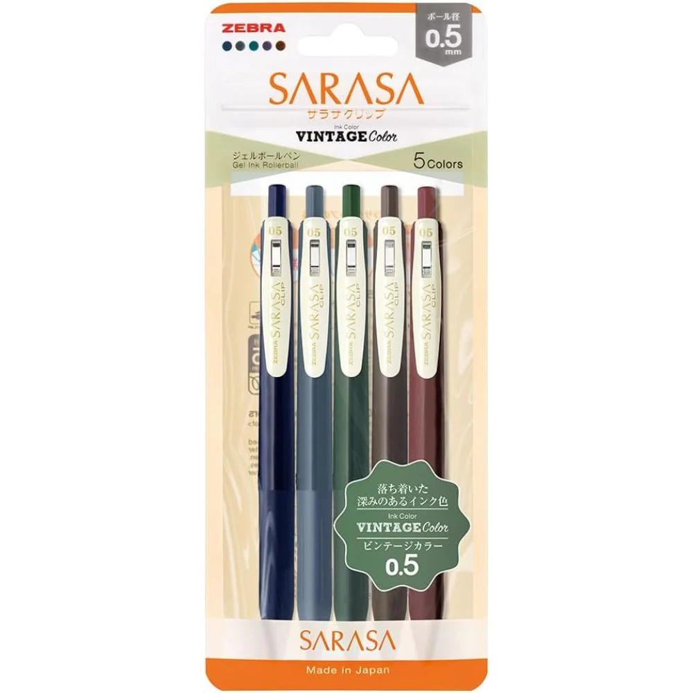 Zebra Sarasa Ballpoint Pen - Vintage Colours, Set of 5 - Image 5