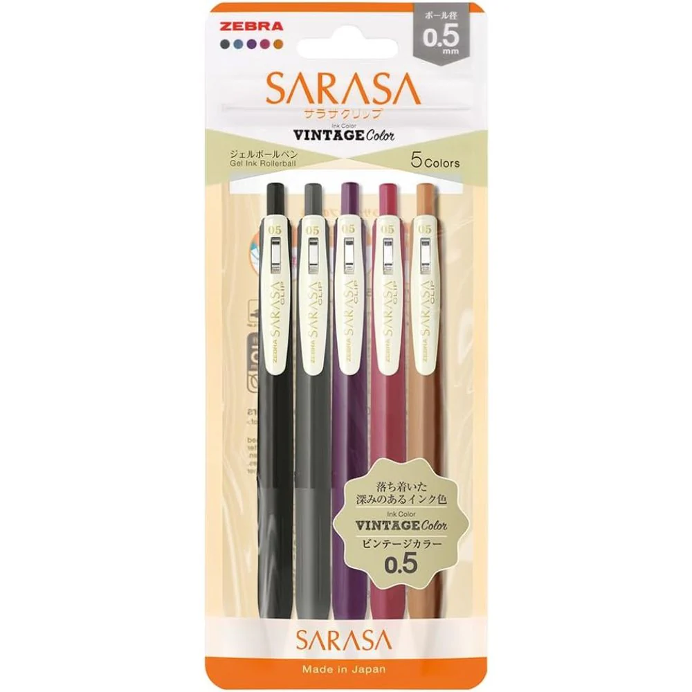 Zebra Sarasa Ballpoint Pen - Vintage Colours, Set of 5 - Image 6