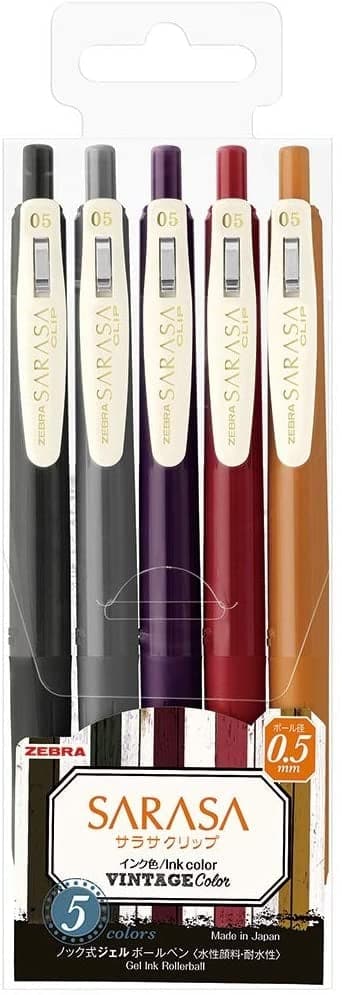 Zebra Sarasa Ballpoint Pen - Vintage Colours, Set of 5 - Image 7