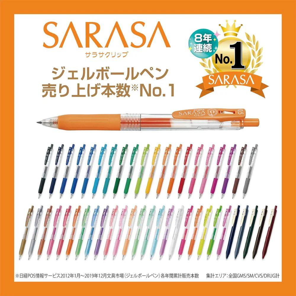 Zebra Sarasa Clip 0.5mm Gel Ink Ballpoint Pen Set - 20 Colours - Image 2